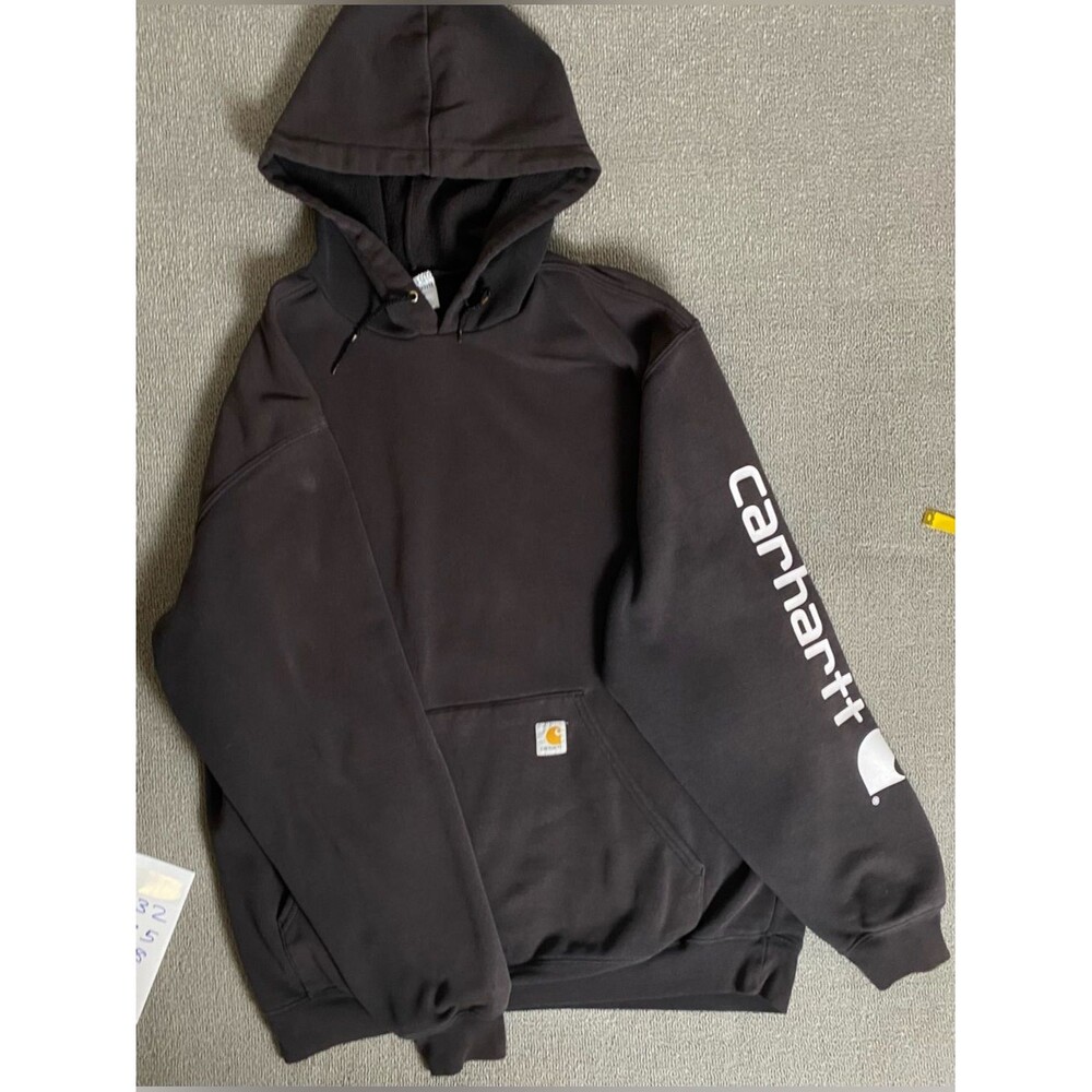 Carhartt Black Relaxed Loose Fit Durable Hoodie Workwear Pullover Sweatshirt